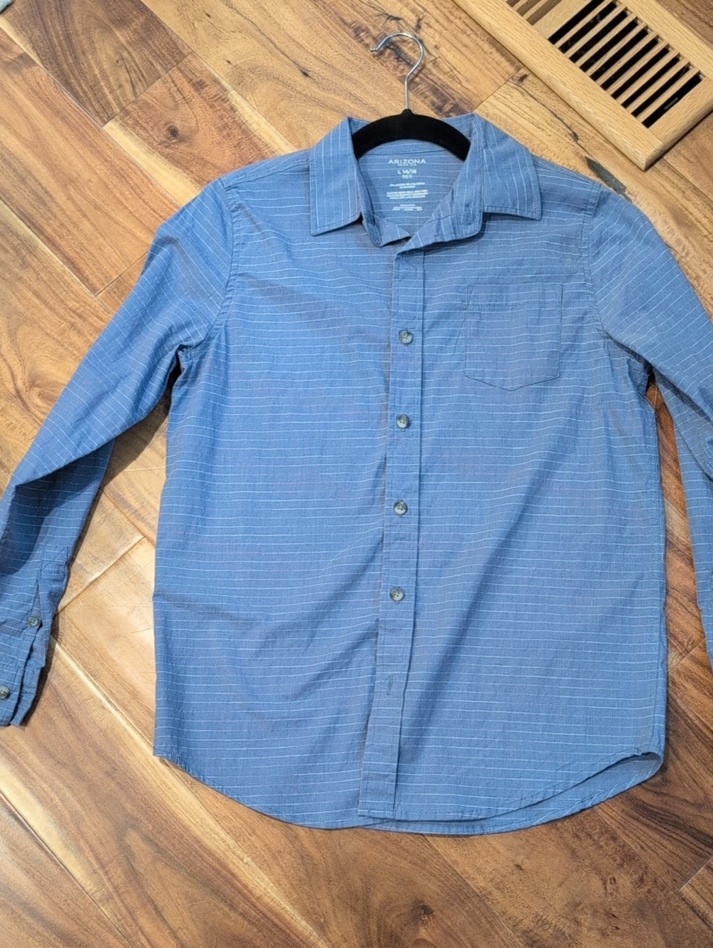 Arizona Jean Company Boys Blue Long-Sleeve Button-Down Shirt
